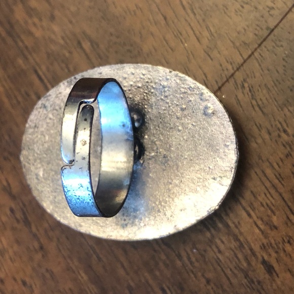 Vintage Roses Glass Cameo Adjustable Silver Ring - Picture 4 of 5